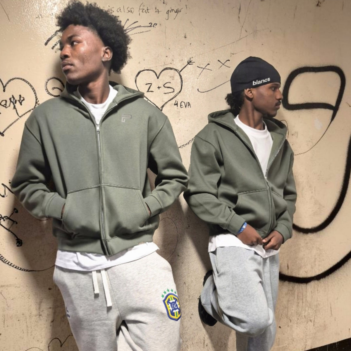 PRZ3NCE Khaki Full Zip Hoodie