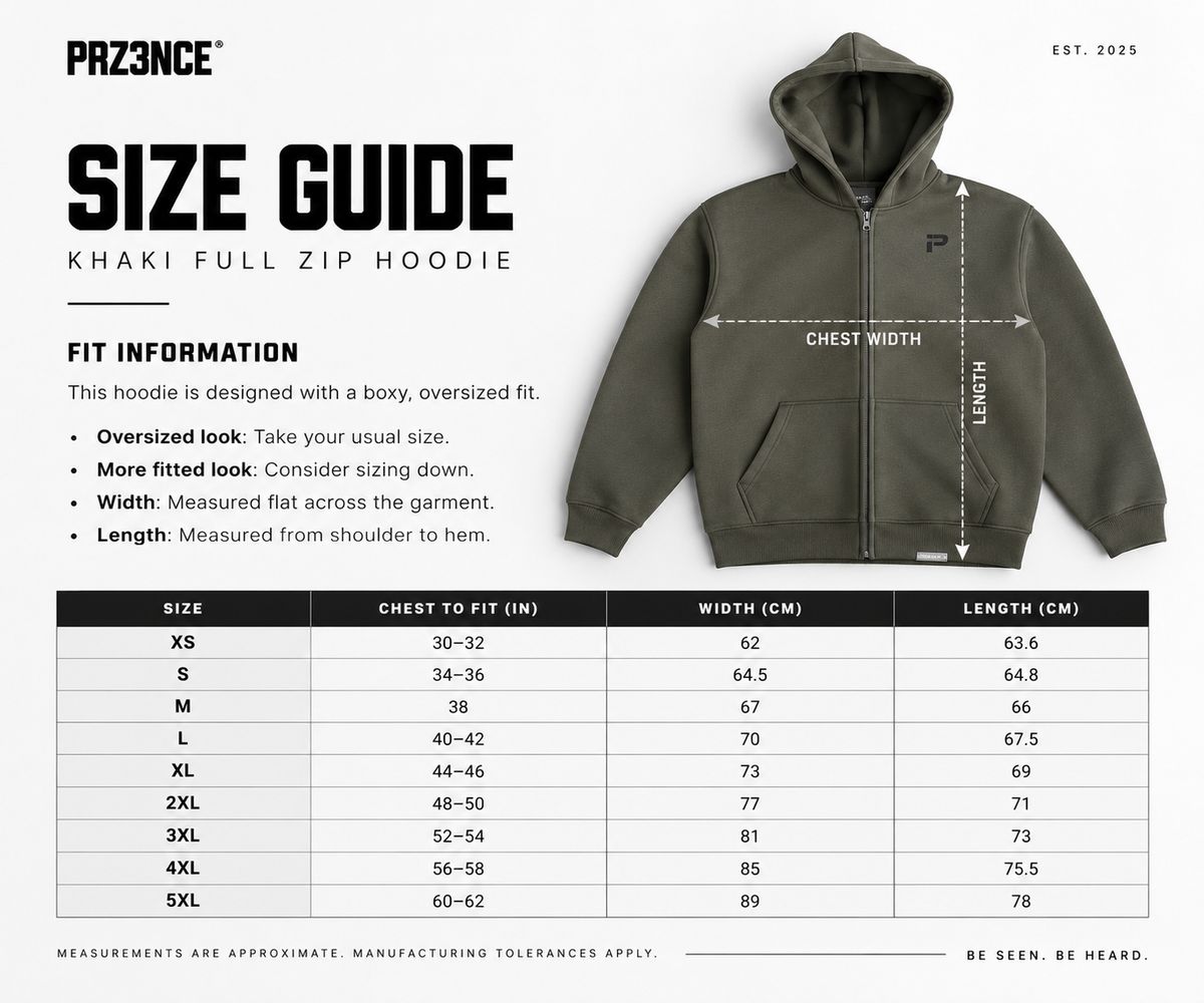 PRZ3NCE Khaki Full Zip Hoodie